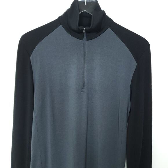 Icebreaker Merino Wool Half Zip Thermal Top Pullover Sweater S Black Gray - Picture 4 of 10